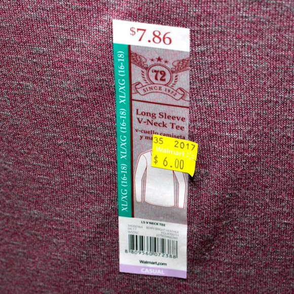 Faded Glory XL Long Sleeve V-Neck Top - Picture 3 of 3